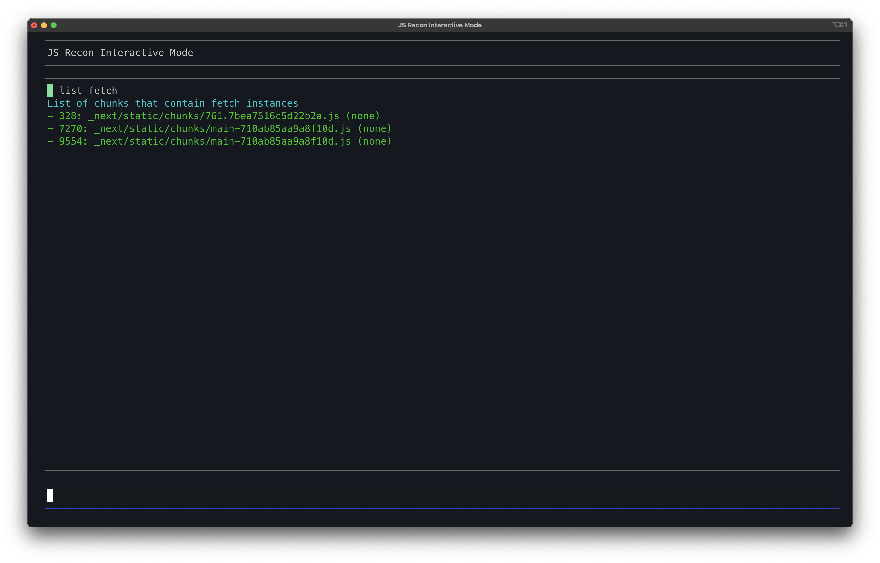 list fetch command interactive mode